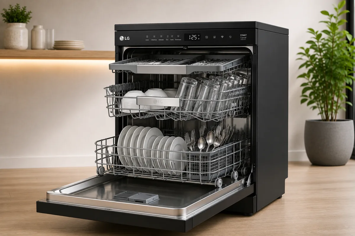 LG dishwasher loaded and ready after servicing in Mumbai